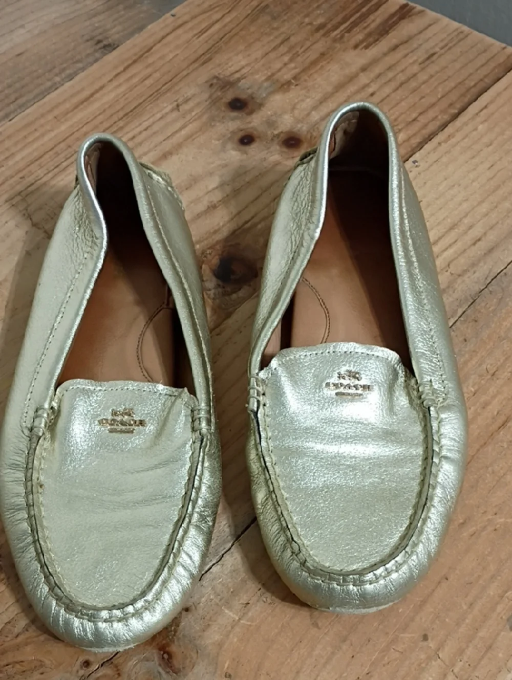 Coach Gold Amber Metallic Slip On Loafer Size 8.5 - Picture 7 of 9